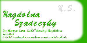 magdolna szadeczky business card